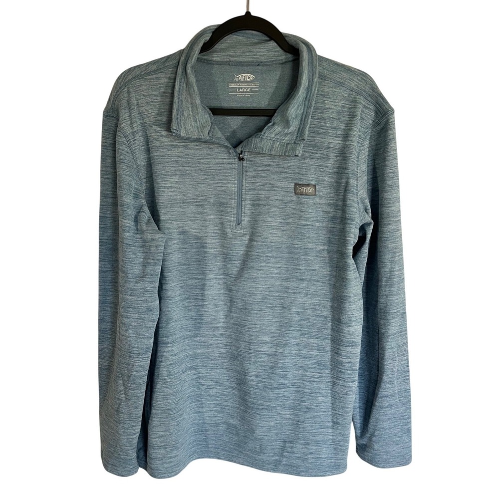 AFTCO Men's Large Coastal Layer 1/4 Zip Pullover Fleece Fishing Outdoor Preppy